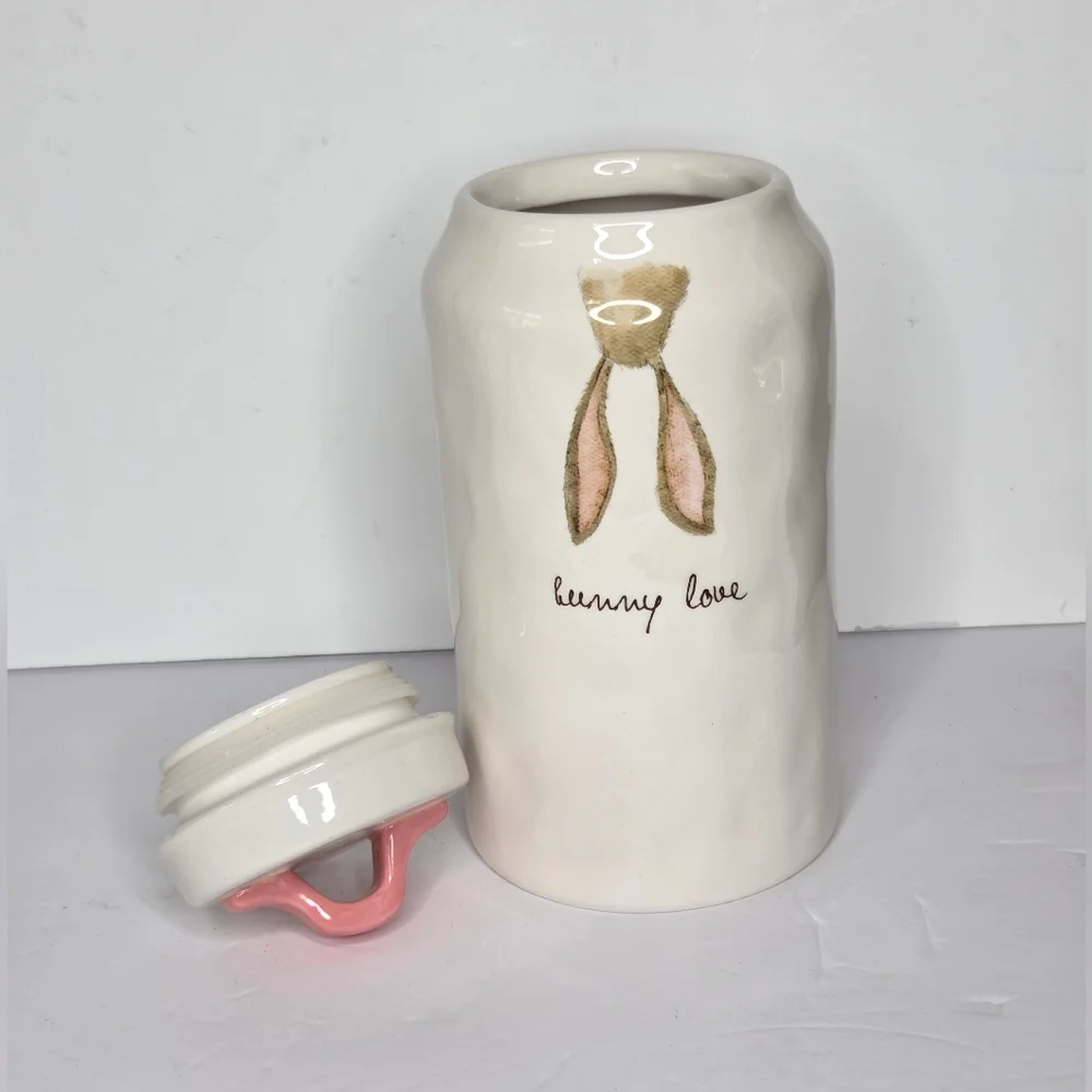 Rae‎ Dunn Easter Pink Bunny Ears Bunny Love Canister Cookie Jar